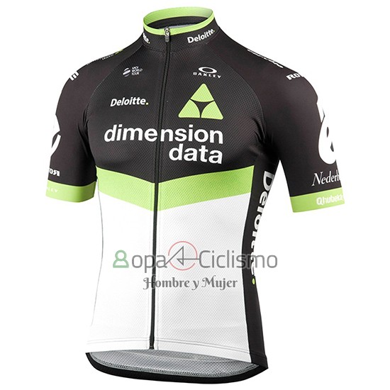 Dimension Data Ropa Ciclismo Culotte Corto 2017 Mangas Cortas Verde y Negro